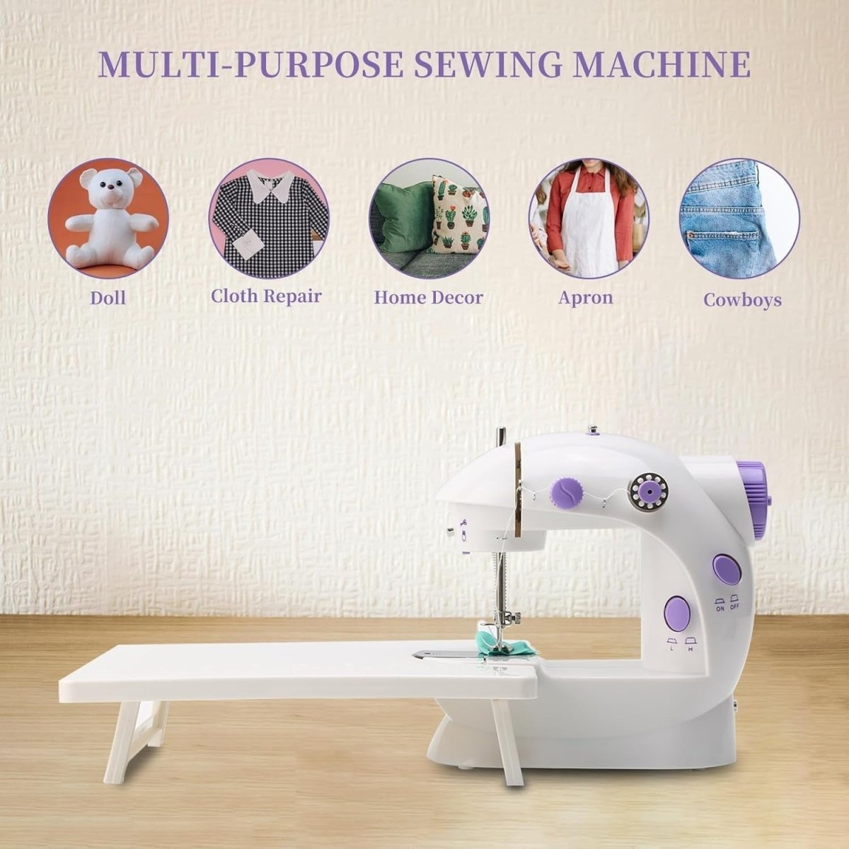 Mini Sewing Machine Extension Table 32pc Sewing Kit Foot Pedal - Kwikley