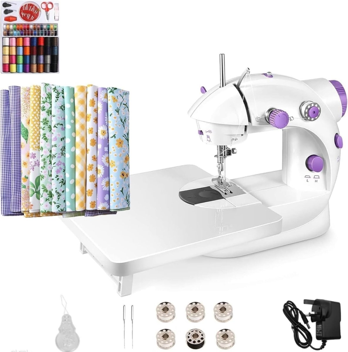 Mini Sewing Machine Extension Table 32pc Sewing Kit Foot Pedal - Kwikley