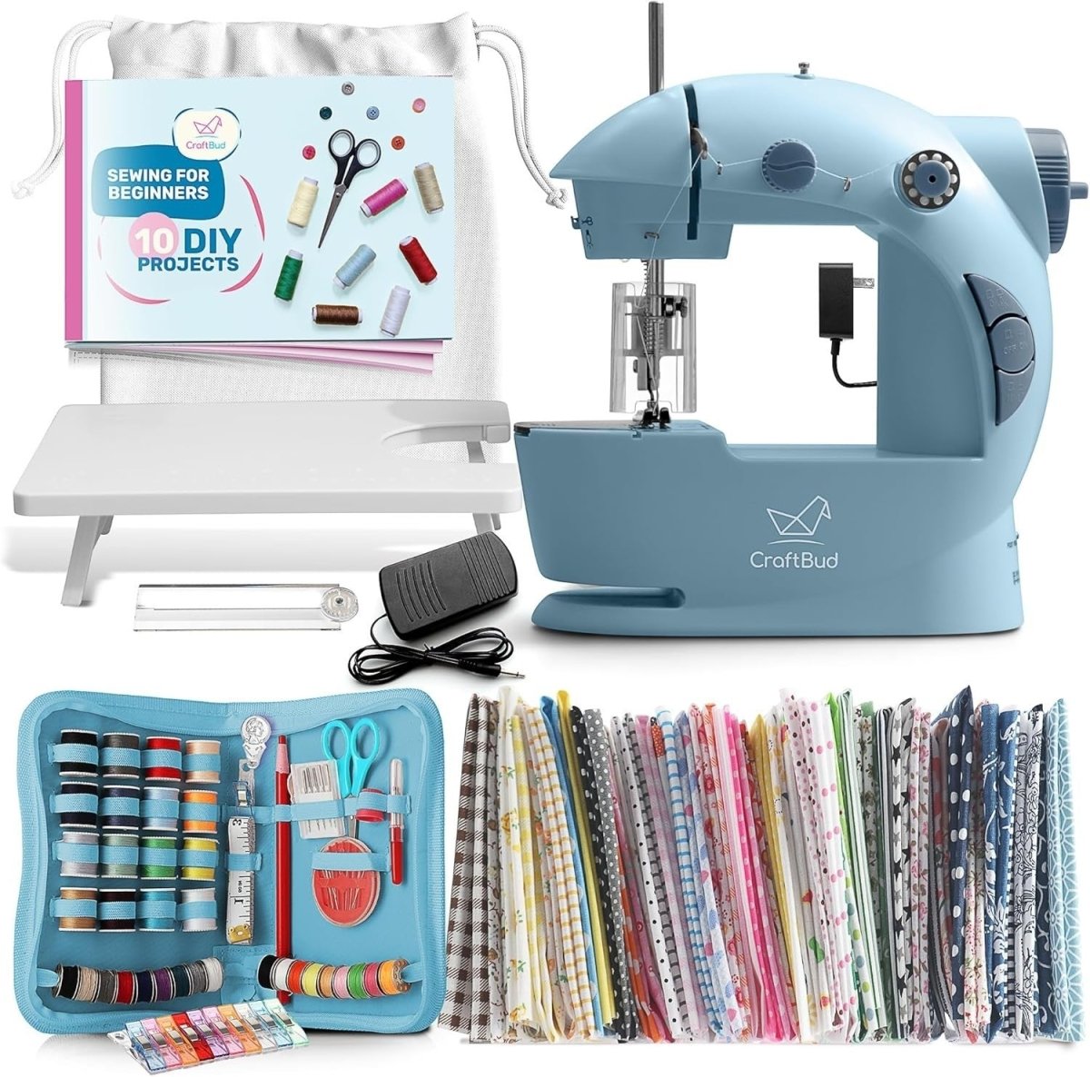 Mini Sewing Machine Kit Portable Beginner Kids Adult 122pc Set - Kwikley
