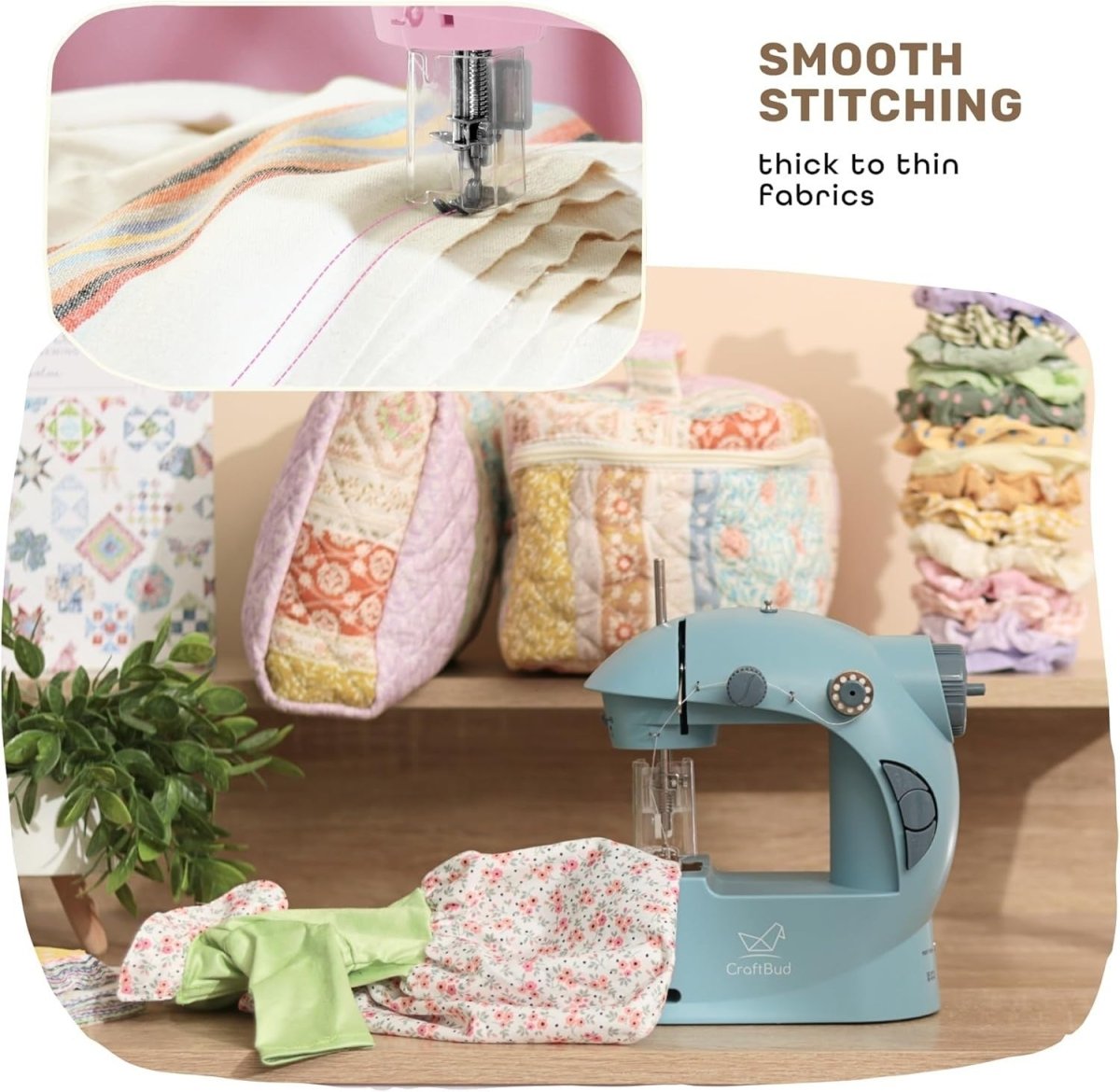Mini Sewing Machine Kit Portable Beginner Kids Adult 122pc Set - Kwikley