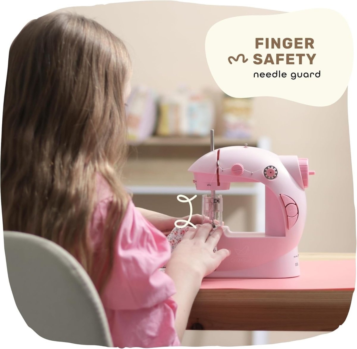 Mini Sewing Machine Kit Portable Beginner Kids Adult 48pc Set Pink - Kwikley