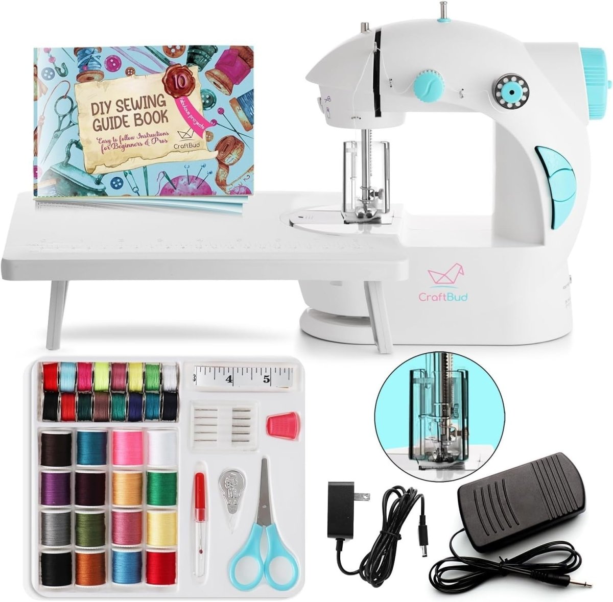 Mini Sewing Machine Kit Portable Beginner Kids Adult Foot Pedal - Kwikley