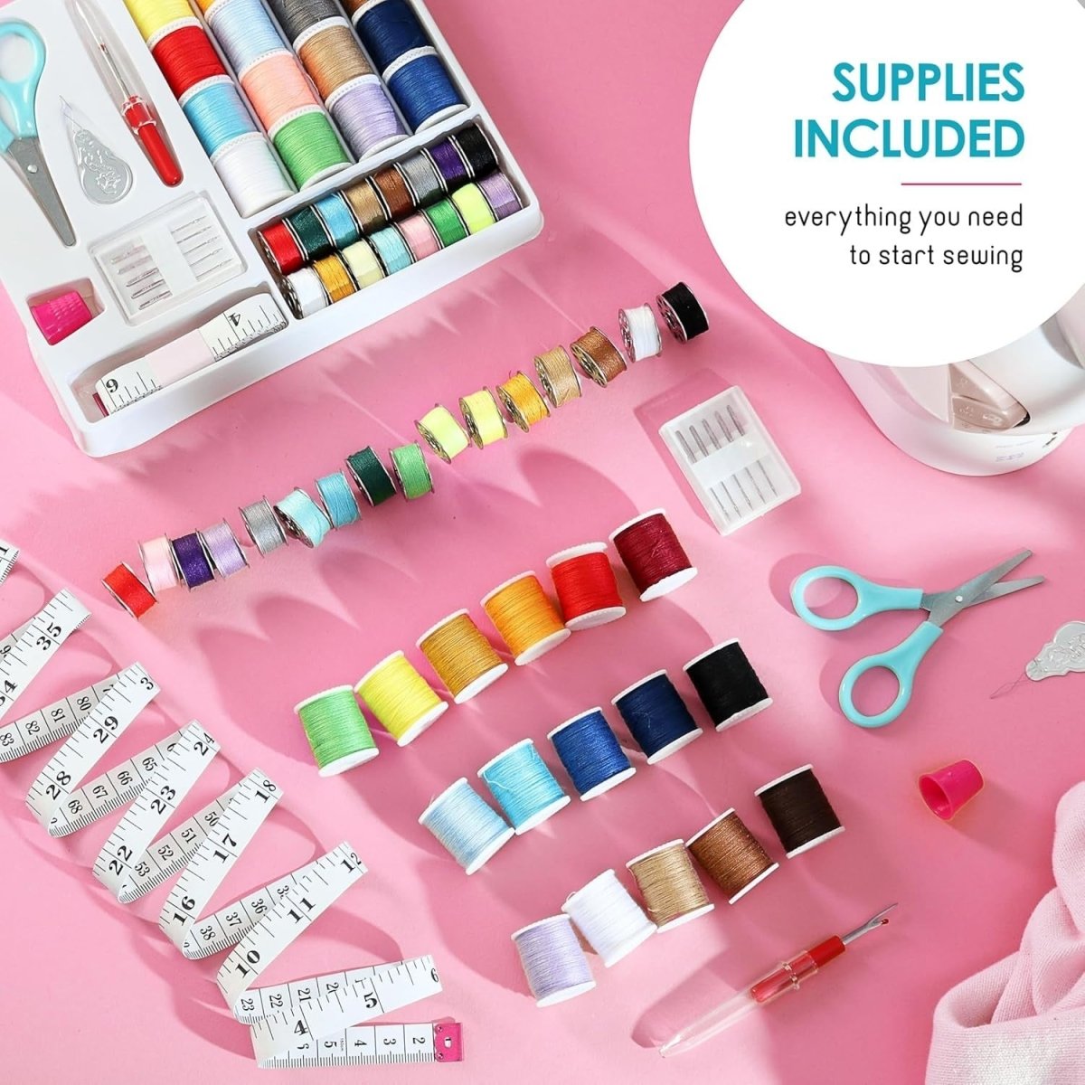 Mini Sewing Machine Kit Portable Beginner Kids Adult Foot Pedal - Kwikley