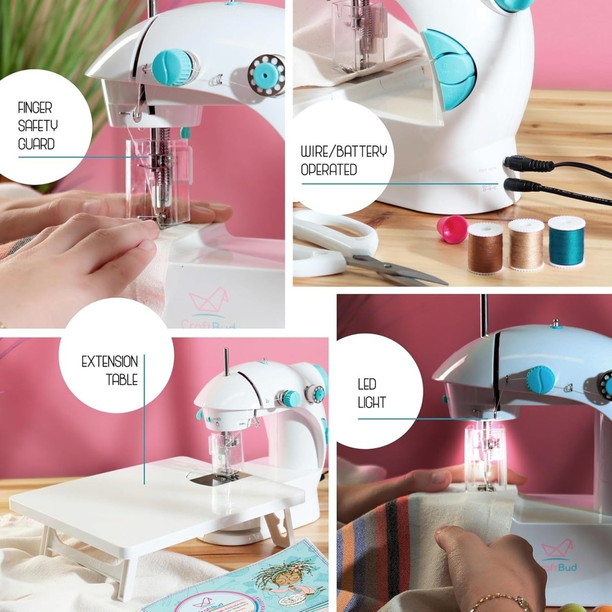 Mini Sewing Machine Kit Portable Beginner Kids Adult Foot Pedal - Kwikley