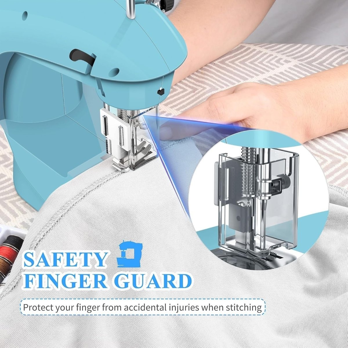 Mini Sewing Machine Portable Electric Beginner Sewing Kit 42PCS Blue - Kwikley