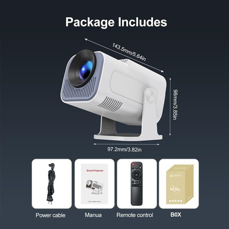 Mini Smart Projector 1080P 4K Support WiFi 6 Bluetooth 200" Screen - Kwikley