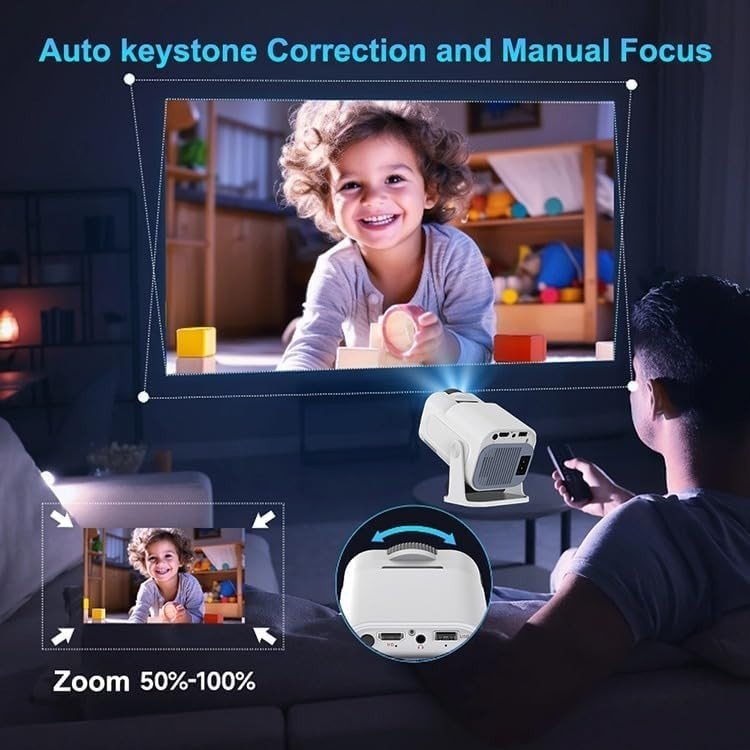 Mini Smart Projector 1080P 4K Support WiFi 6 Bluetooth 200" Screen - Kwikley