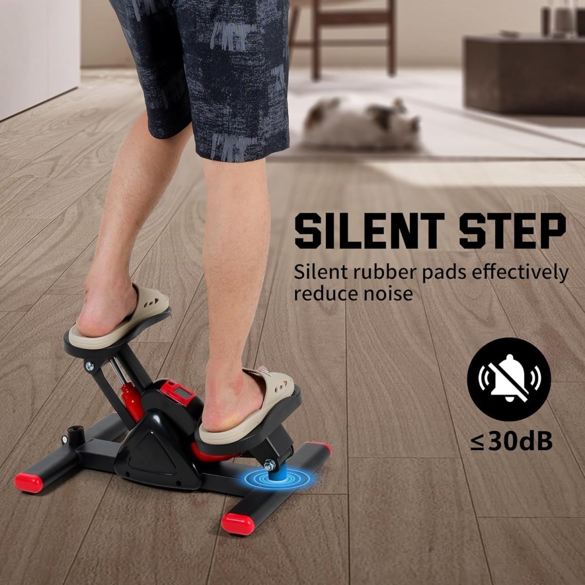 Mini Twist Stepper w/ LCD Monitor, Hydraulic System & Resistance Bands – Red - Kwikley