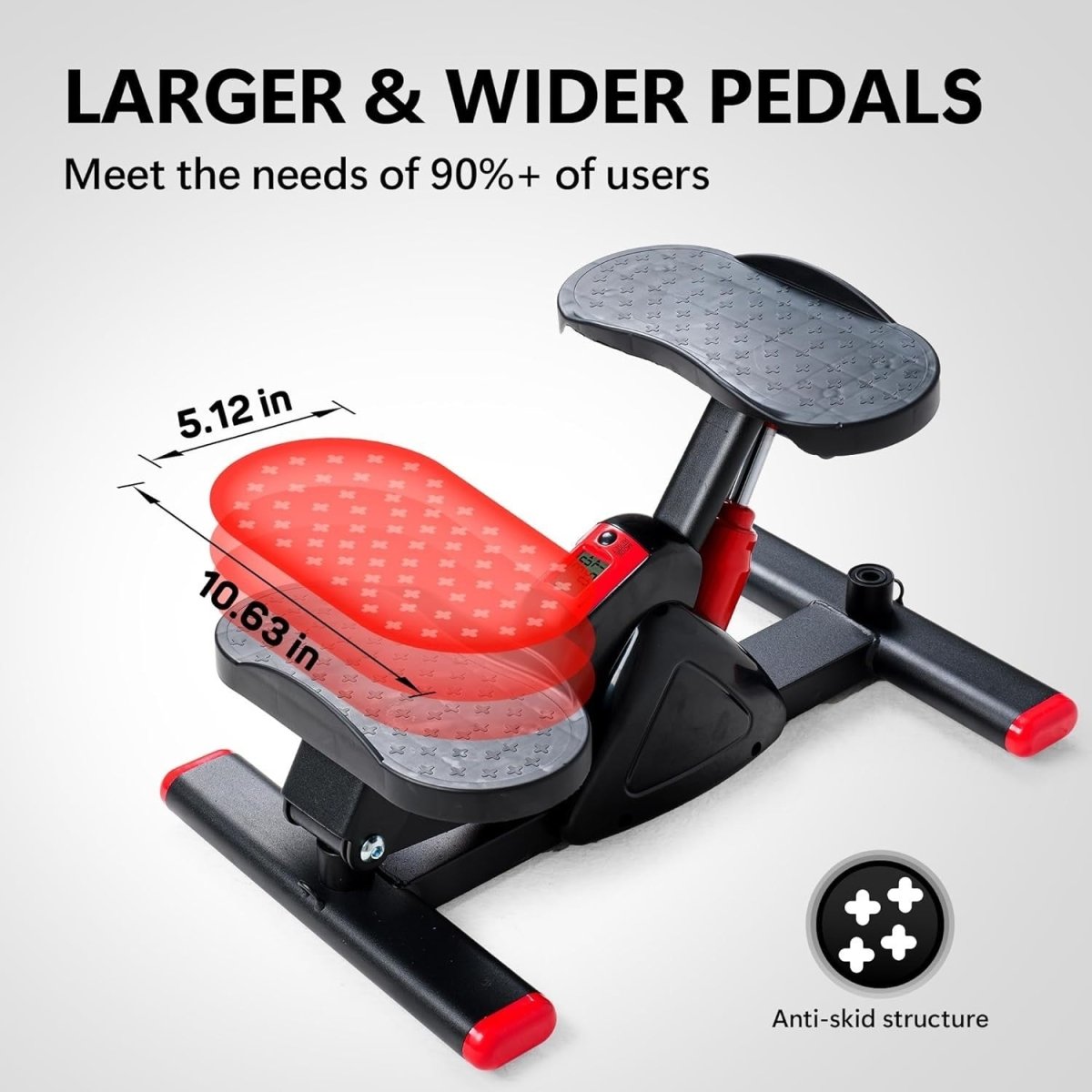 Mini Twist Stepper w/ LCD Monitor, Hydraulic System & Resistance Bands – Red - Kwikley