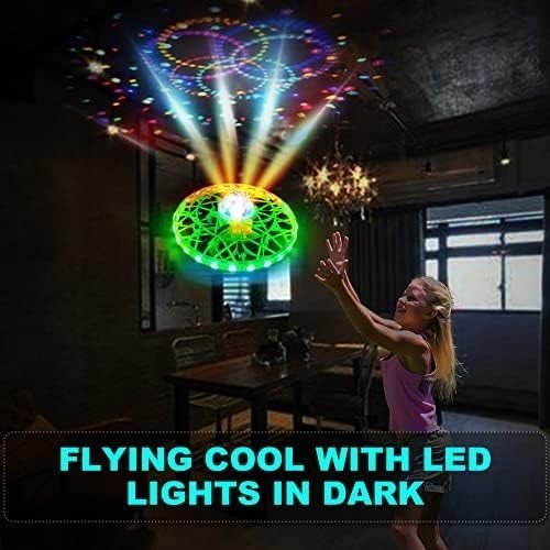Mini UFO Drone Toy for Kids, Gesture Control Flying Ball, 360° Spin LED Lights - Kwikley