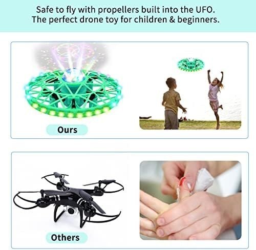 Mini UFO Drone Toy for Kids, Gesture Control Flying Ball, 360° Spin LED Lights - Kwikley