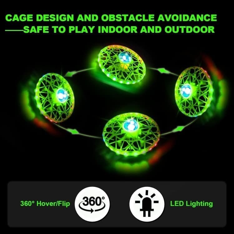 Mini UFO Drone Toy for Kids, Gesture Control Flying Ball, 360° Spin LED Lights - Kwikley