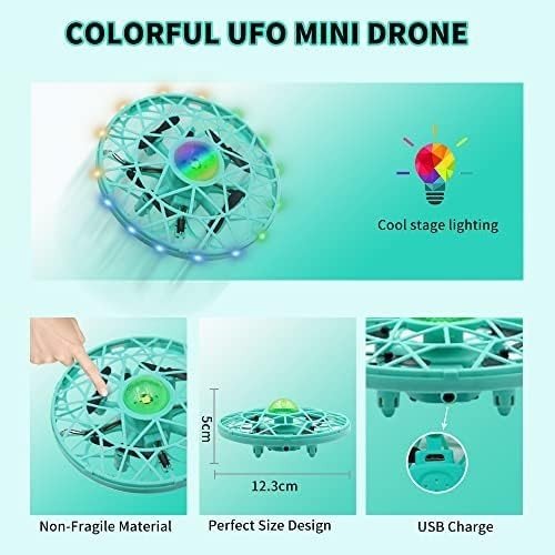 Mini UFO Drone Toy for Kids, Gesture Control Flying Ball, 360° Spin LED Lights - Kwikley