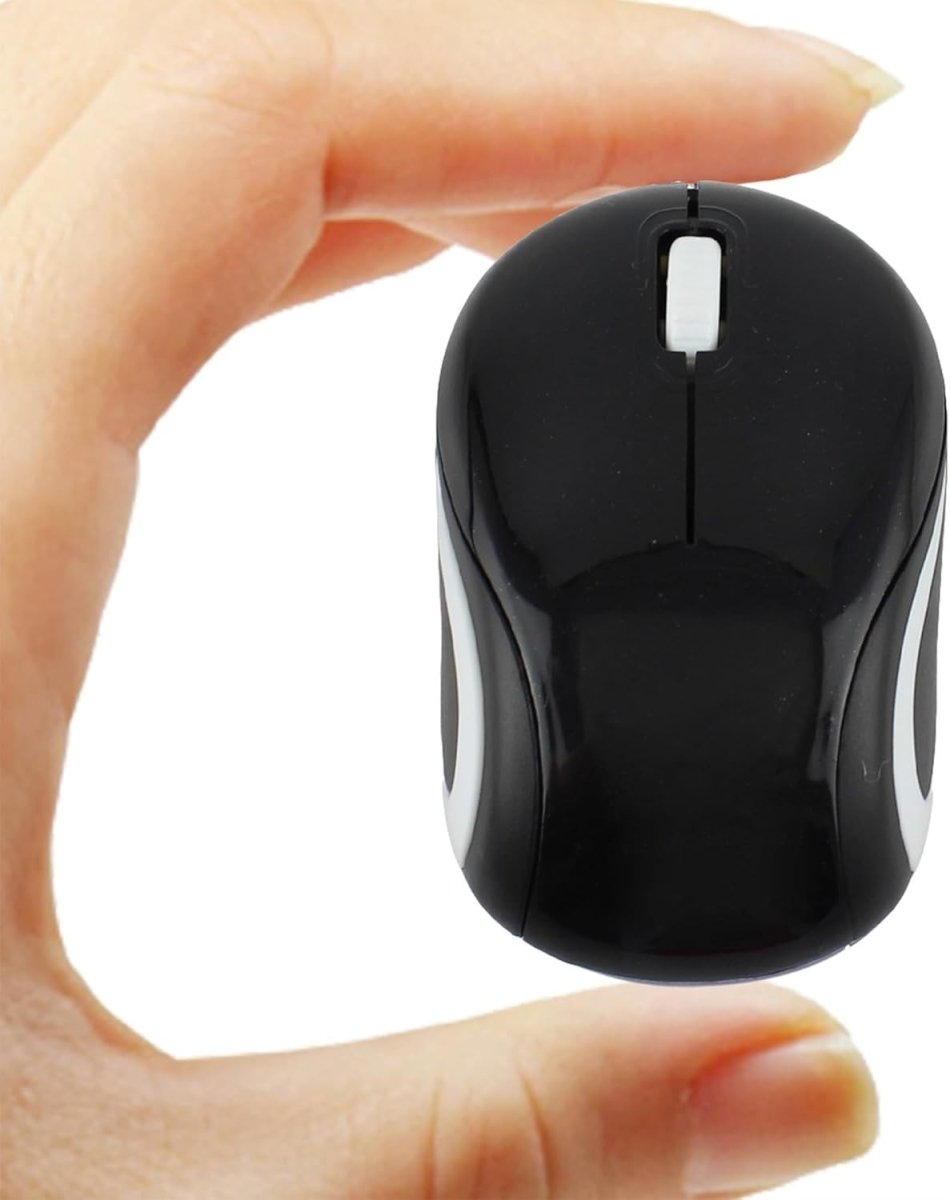 Mini Wireless USB Mouse 1600 DPI Compact Travel Portable Black - Kwikley
