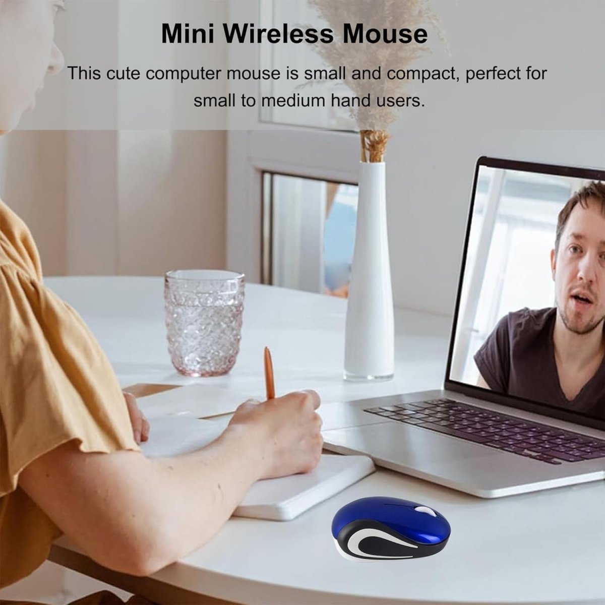 Mini Wireless USB Mouse 1600 DPI Compact Travel Portable Blue - Kwikley