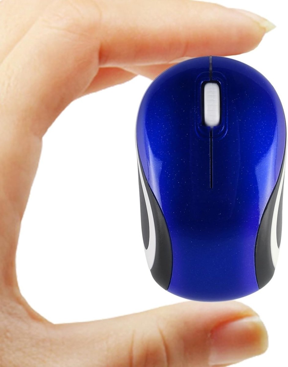 Mini Wireless USB Mouse 1600 DPI Compact Travel Portable Blue - Kwikley