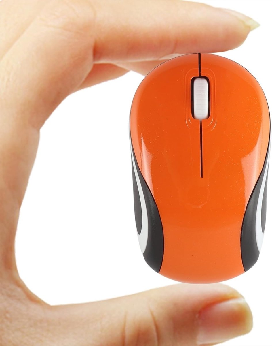 Mini Wireless USB Mouse 1600 DPI Compact Travel Portable Orange - Kwikley