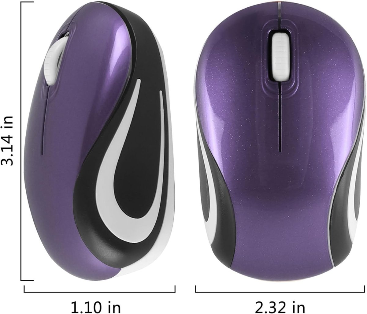 Mini Wireless USB Mouse 1600 DPI Compact Travel Portable Purple - Kwikley