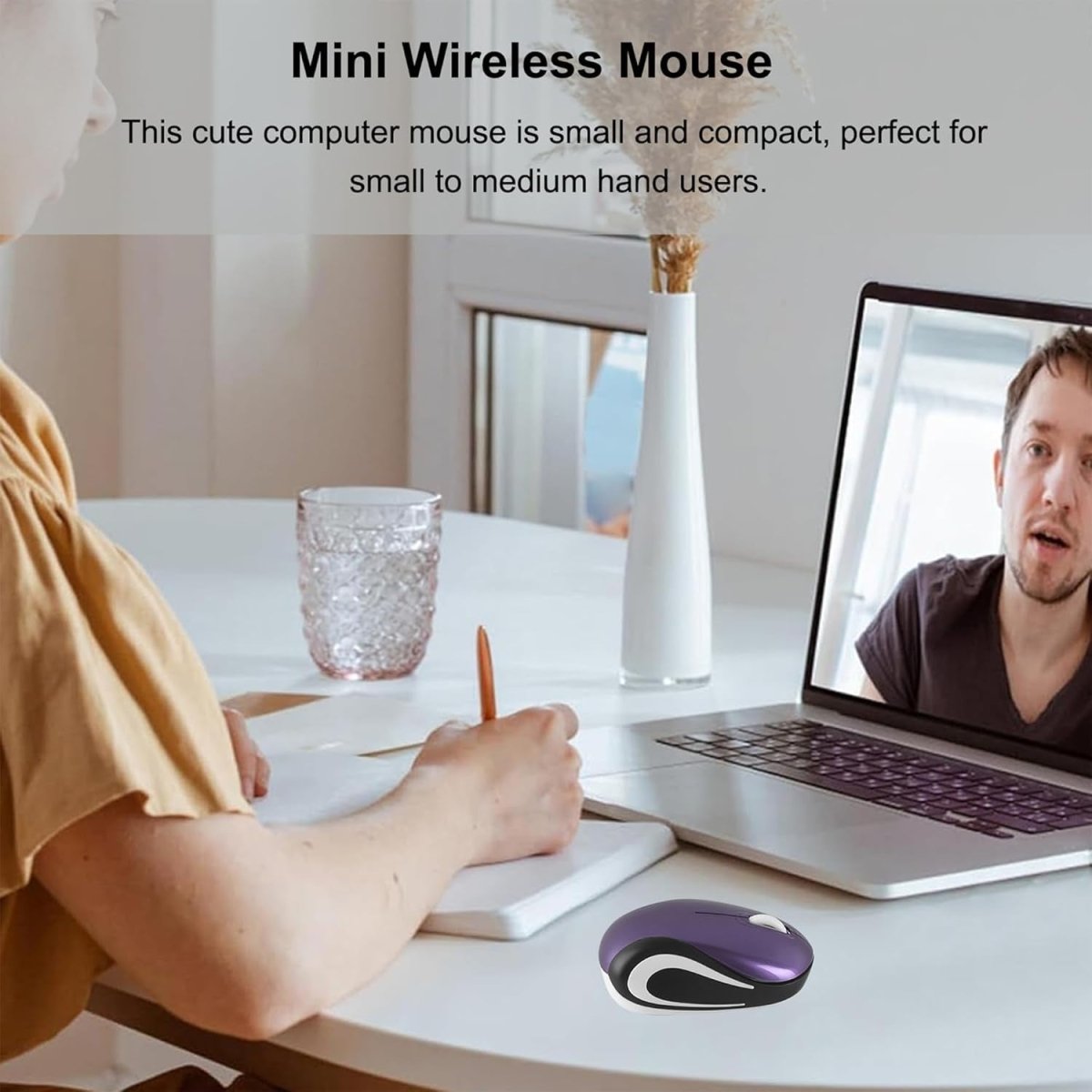 Mini Wireless USB Mouse 1600 DPI Compact Travel Portable Purple - Kwikley