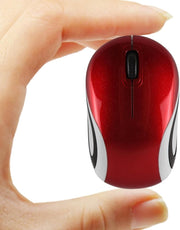 Mini Wireless USB Mouse 1600 DPI Compact Travel Portable Red - Kwikley