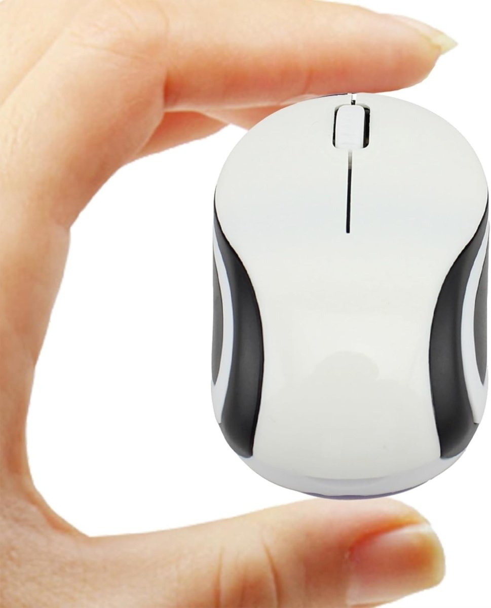 Mini Wireless USB Mouse 1600 DPI Compact Travel Portable White - Kwikley