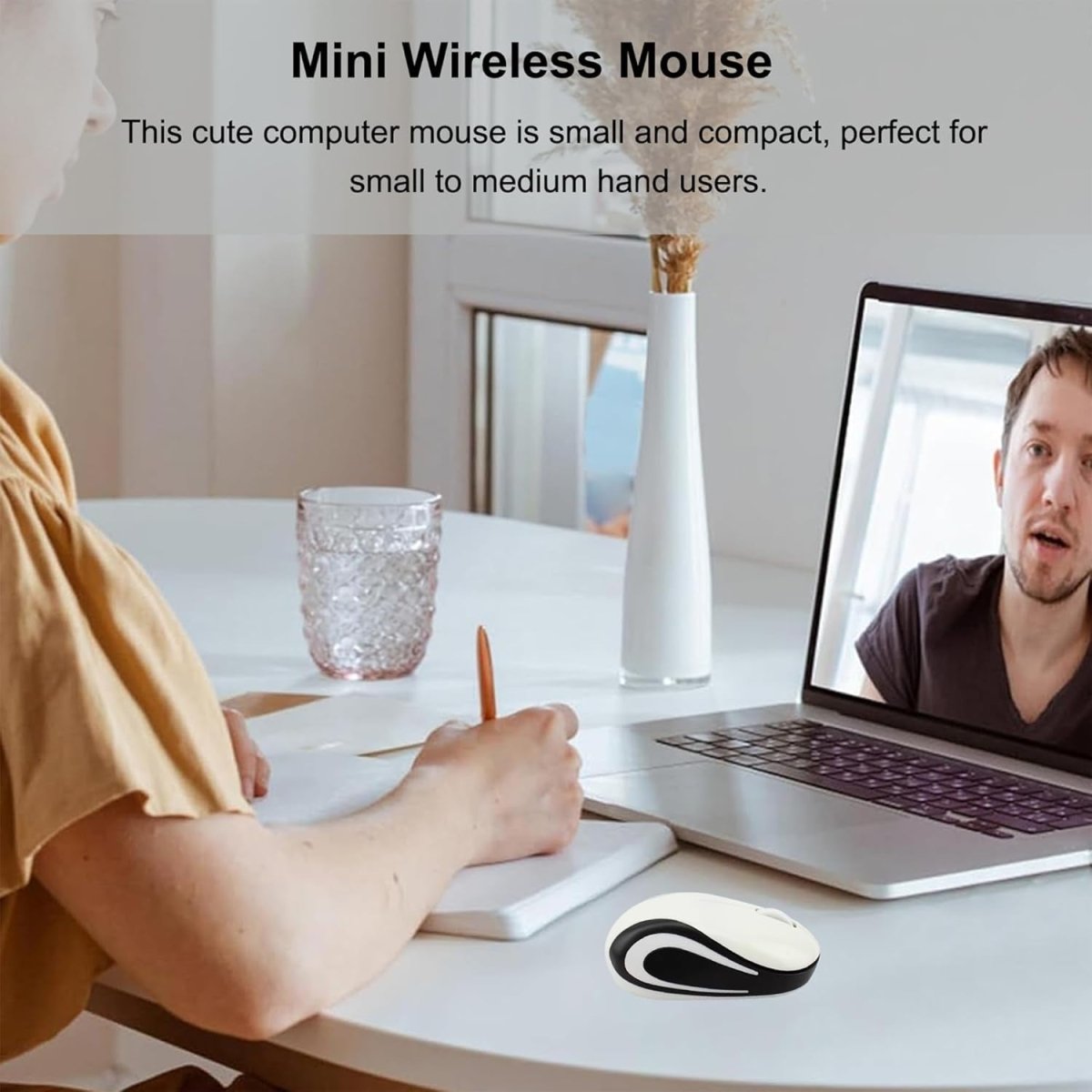 Mini Wireless USB Mouse 1600 DPI Compact Travel Portable White - Kwikley