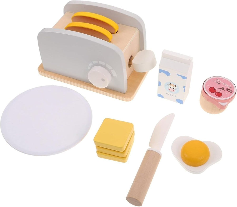Mini Wooden Bread Maker & Pop - Up Toaster Pretend Play Kitchen Toy - Kwikley