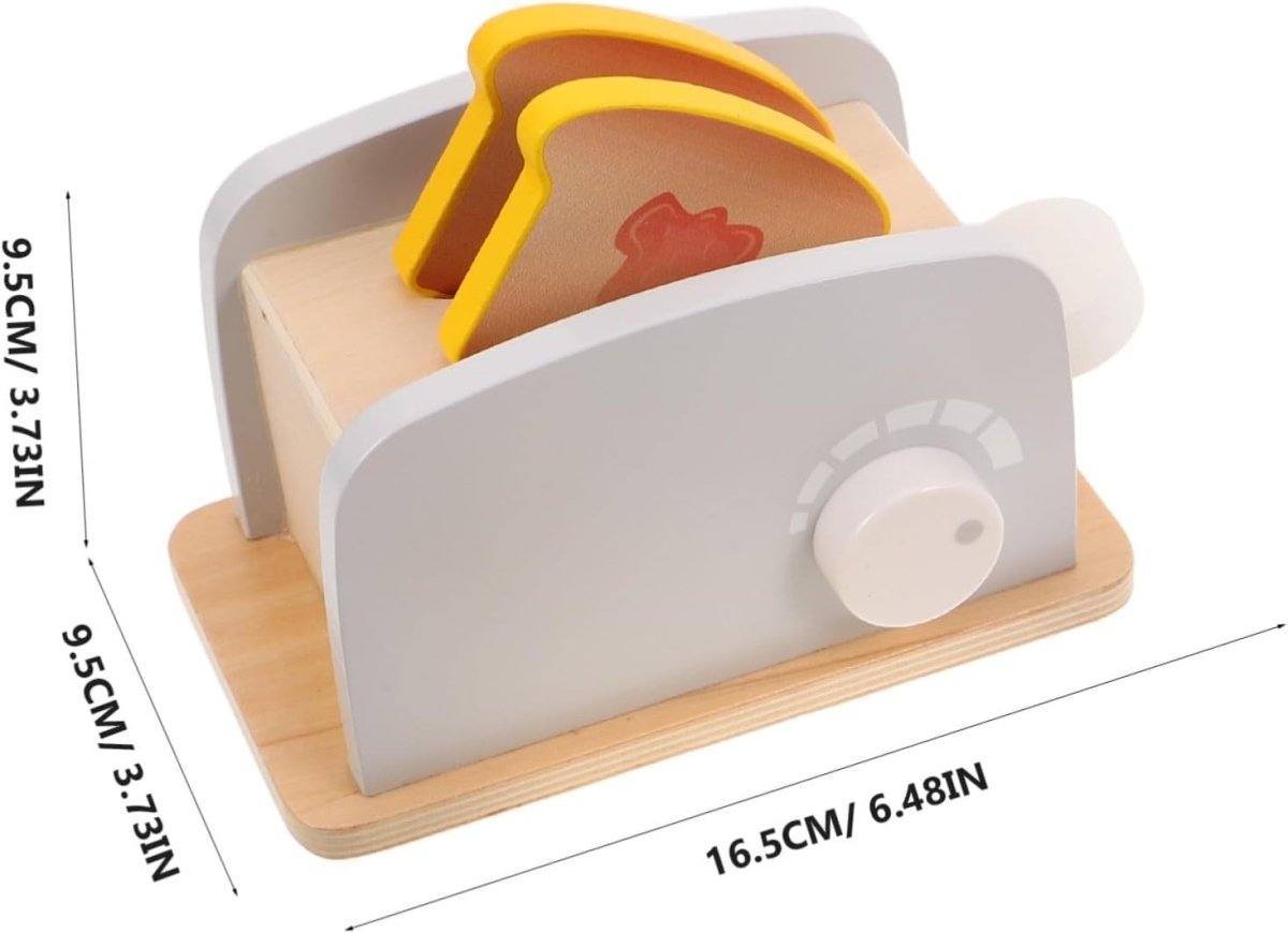 Mini Wooden Bread Maker & Pop - Up Toaster Pretend Play Kitchen Toy - Kwikley