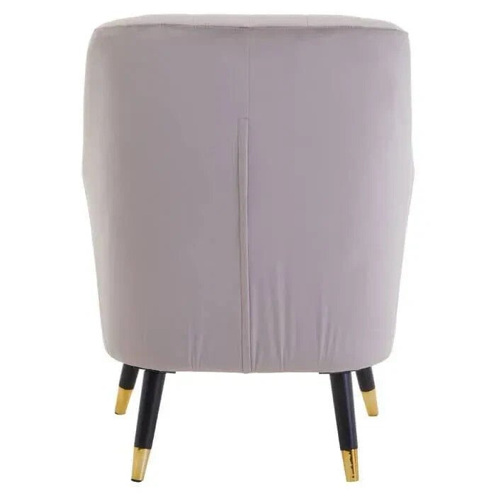 Mink Velvet Accent Chair Black Gold Legs Armchair Modern Padded Lounge - Kwikley