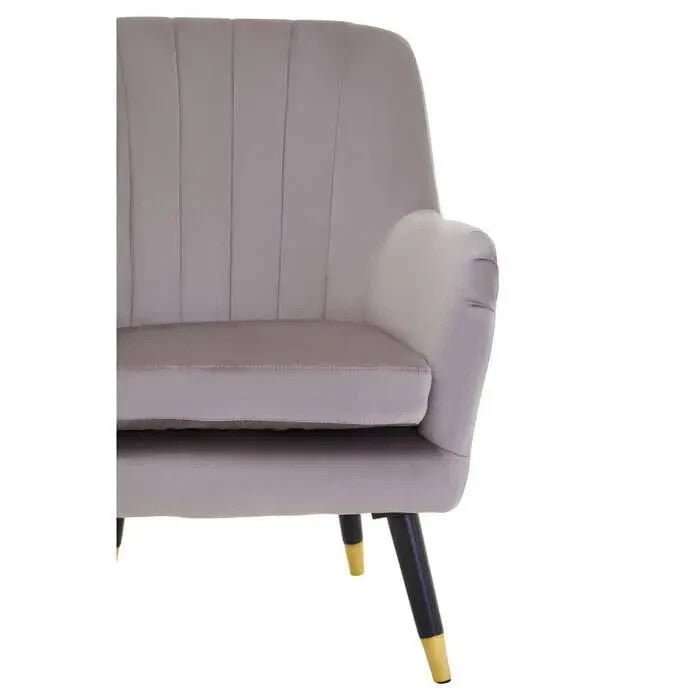 Mink Velvet Accent Chair Black Gold Legs Armchair Modern Padded Lounge - Kwikley
