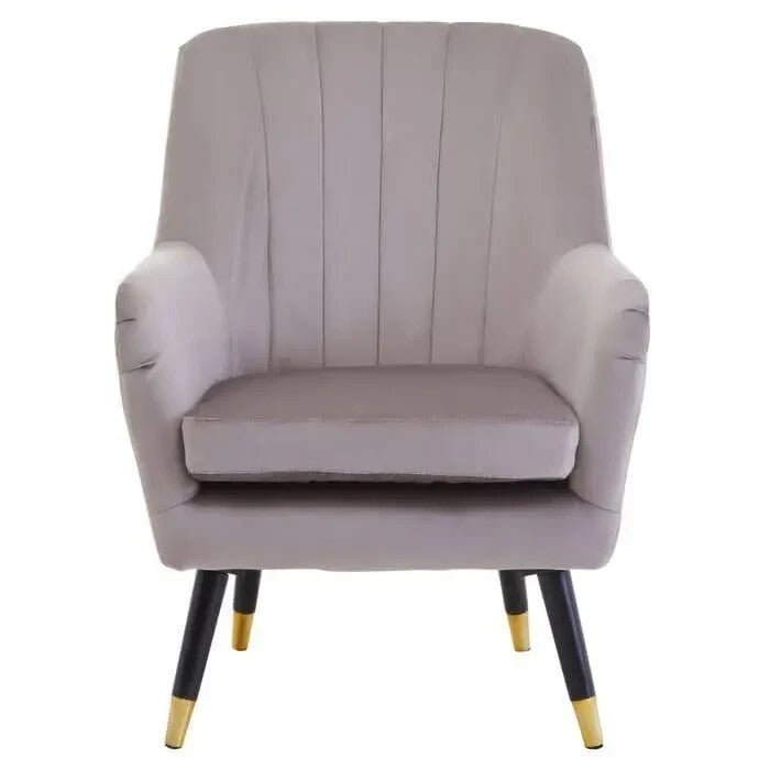 Mink Velvet Accent Chair Black Gold Legs Armchair Modern Padded Lounge - Kwikley