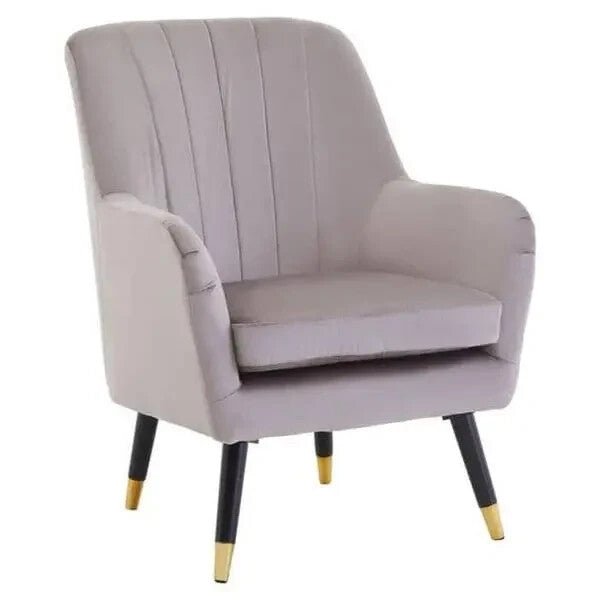 Mink Velvet Accent Chair Black Gold Legs Armchair Modern Padded Lounge - Kwikley