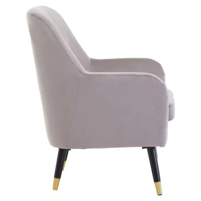 Mink Velvet Accent Chair Black Gold Legs Armchair Modern Padded Lounge - Kwikley