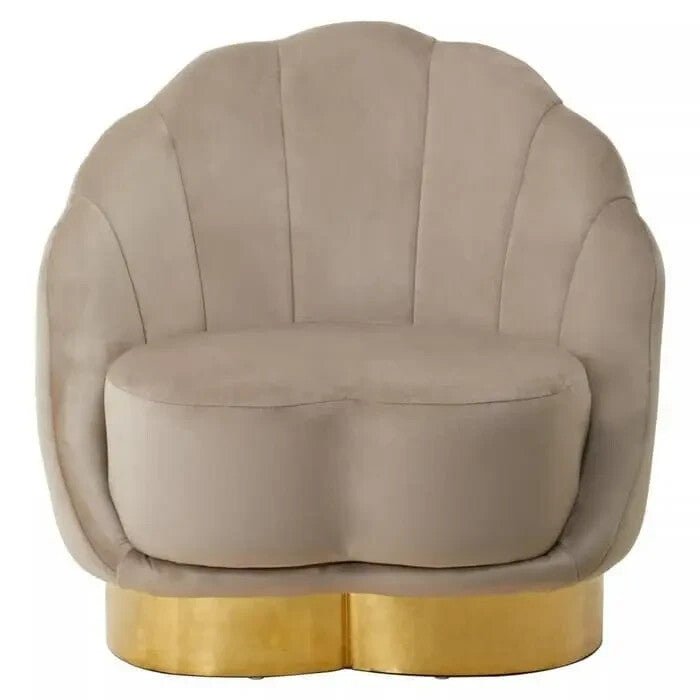 Mink Velvet Accent Chair Gold Base Hotel Style Armchair for Living Room - Kwikley