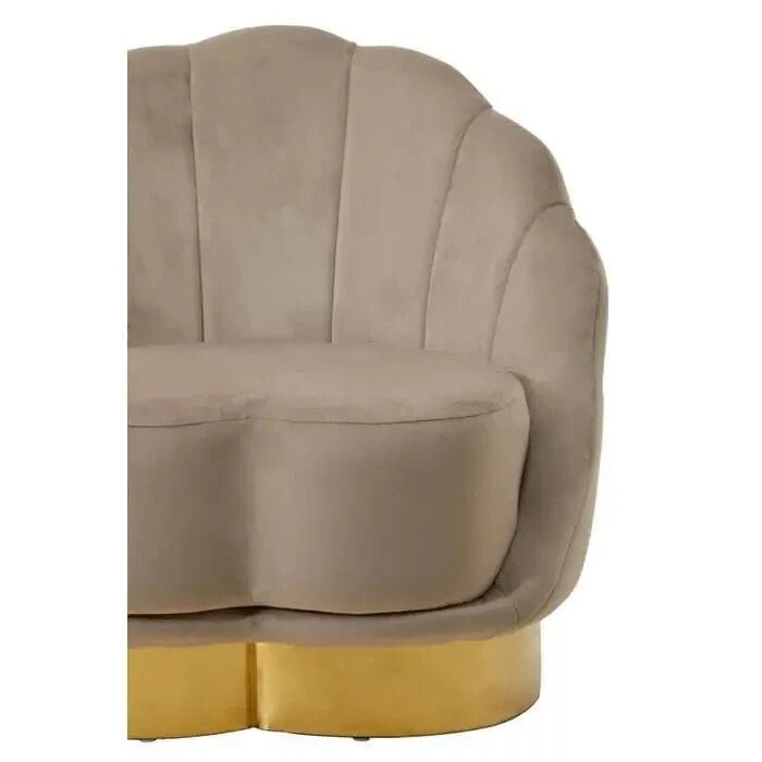 Mink Velvet Accent Chair Gold Base Hotel Style Armchair for Living Room - Kwikley