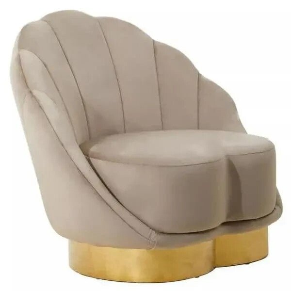 Mink Velvet Accent Chair Gold Base Hotel Style Armchair for Living Room - Kwikley