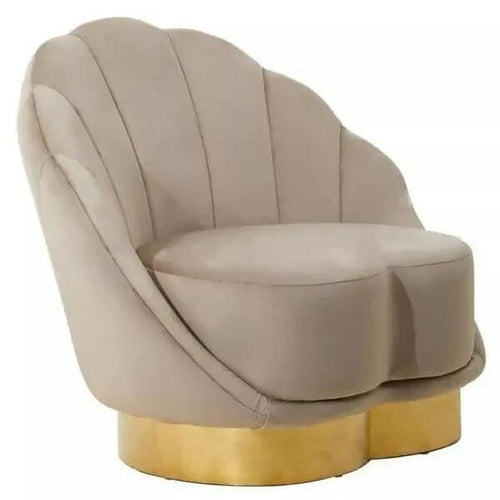 Mink Velvet Accent Chair Gold Base Hotel Style Armchair for Living Room - Kwikley