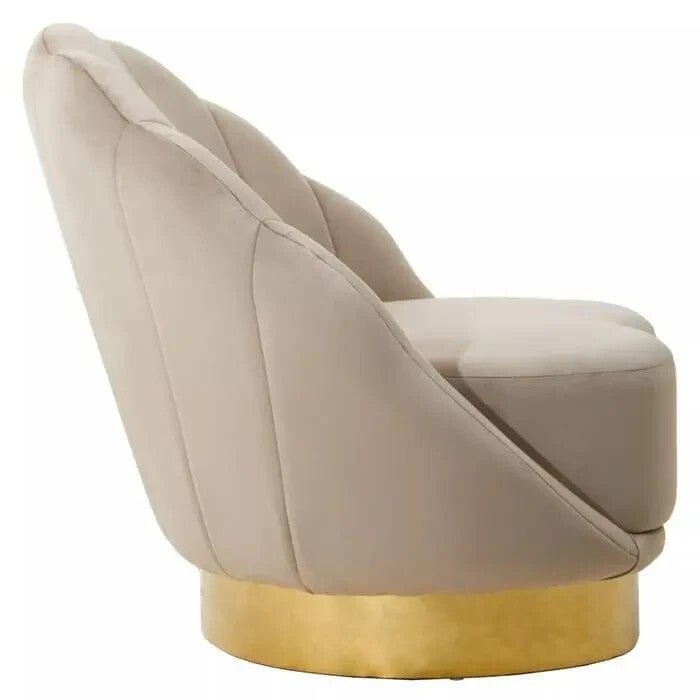 Mink Velvet Accent Chair Gold Base Hotel Style Armchair for Living Room - Kwikley