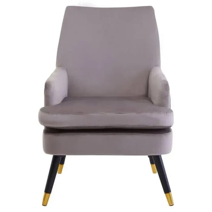 Mink Velvet Accent Chair Gold-Tipped Legs Plush Armchair Lounge Seat - Kwikley