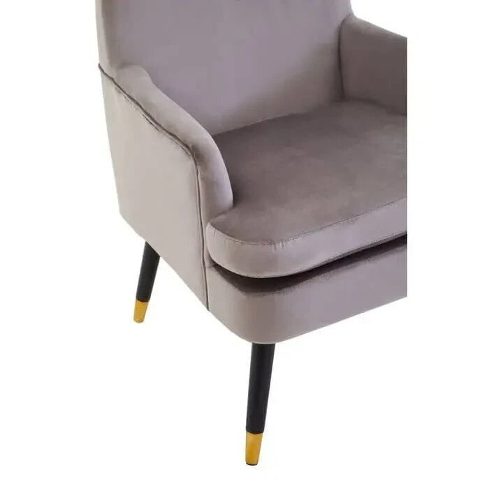 Mink Velvet Accent Chair Gold-Tipped Legs Plush Armchair Lounge Seat - Kwikley