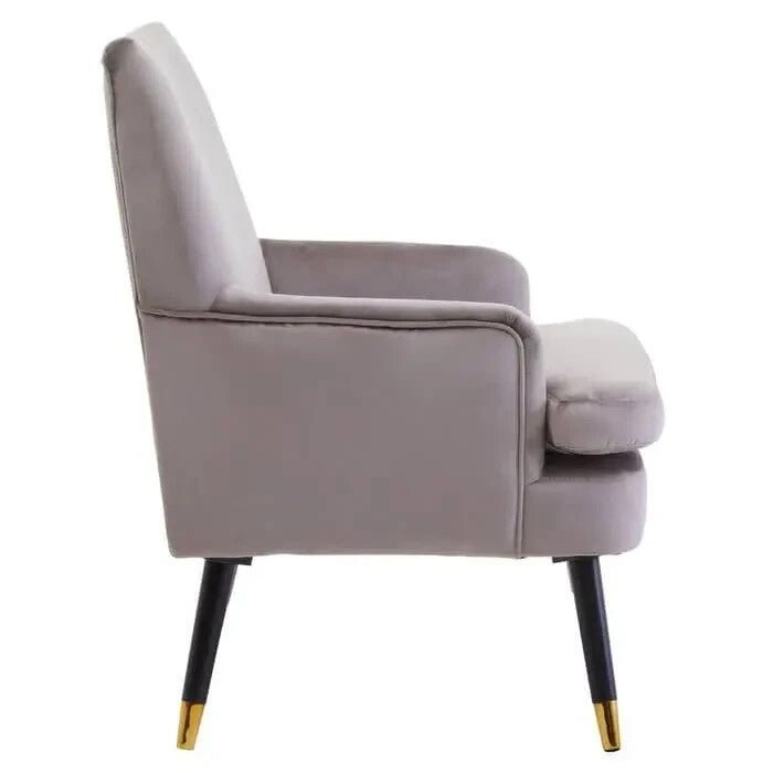 Mink Velvet Accent Chair Gold-Tipped Legs Plush Armchair Lounge Seat - Kwikley
