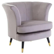 Mink Velvet Curved Accent Chair Scalloped Back Gold Tip Legs Armchair Seat - Kwikley