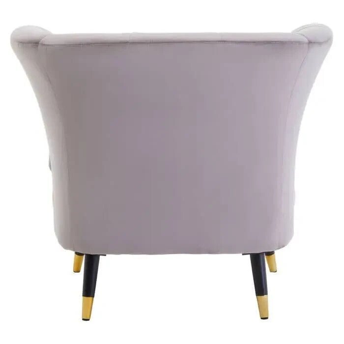 Mink Velvet Curved Accent Chair Scalloped Back Gold Tip Legs Armchair Seat - Kwikley