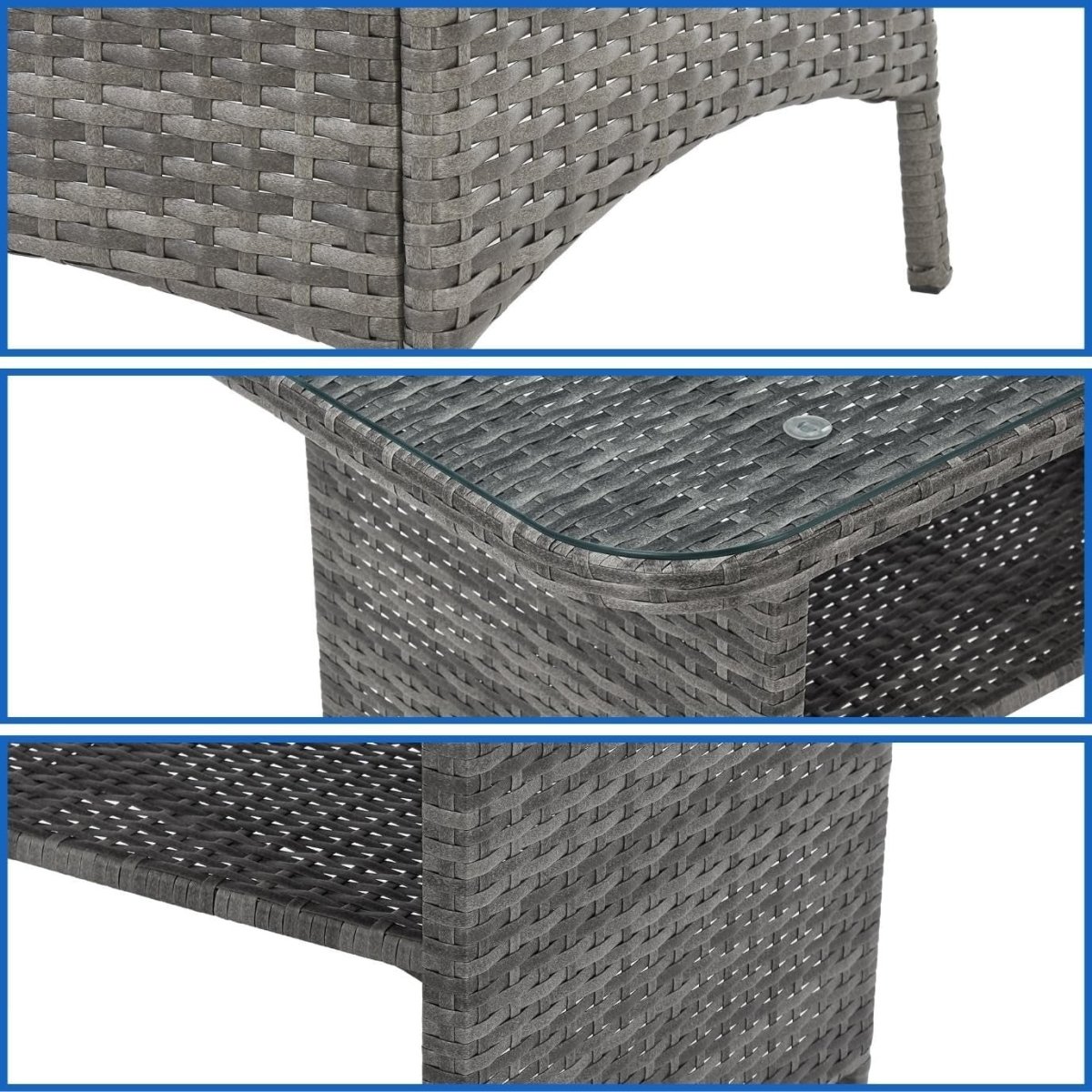 Mixed Grey Rattan 4 Seat Garden Dining Lounge Set Sofa Chairs Glass Table - Kwikley
