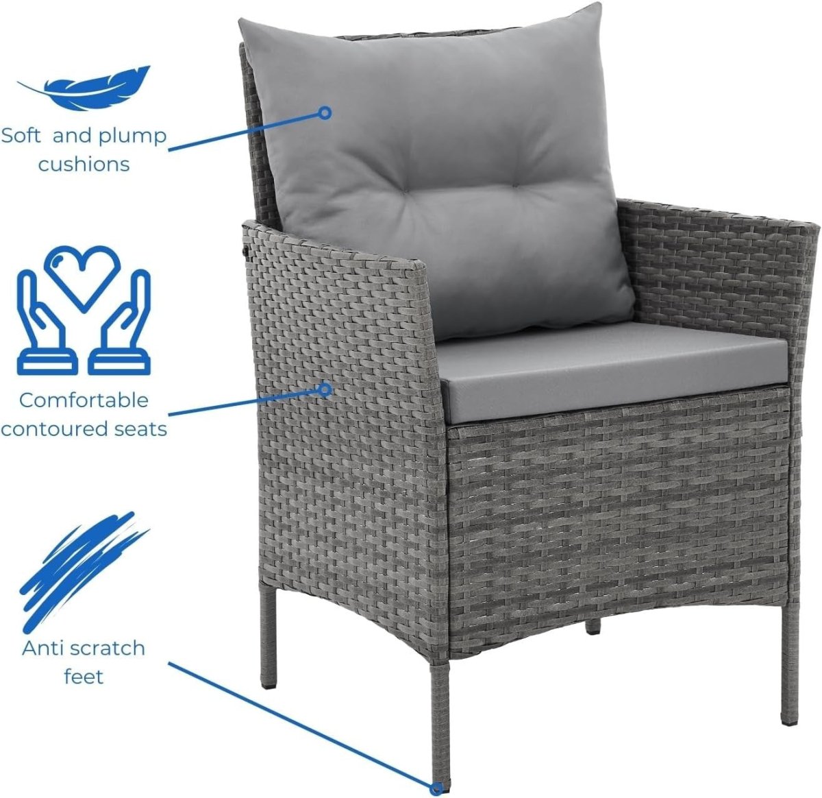 Mixed Grey Rattan 4 Seat Garden Dining Lounge Set Sofa Chairs Glass Table - Kwikley