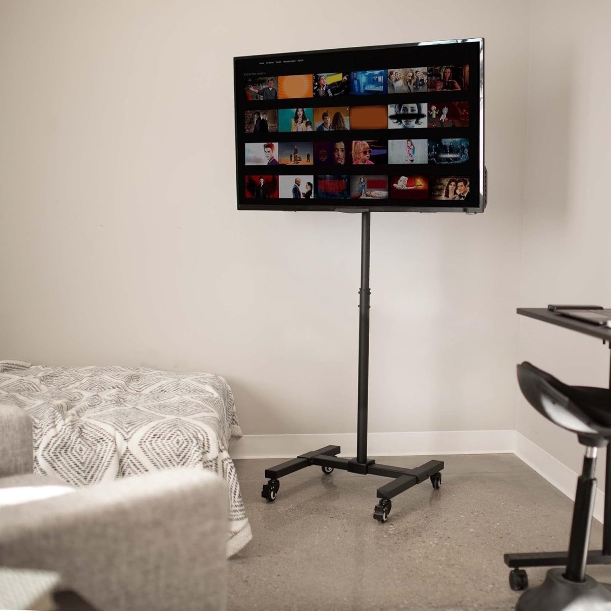 Mobile TV Stand 13–42” Tilt Mount on Wheels Adjustable Height Bracket - Kwikley