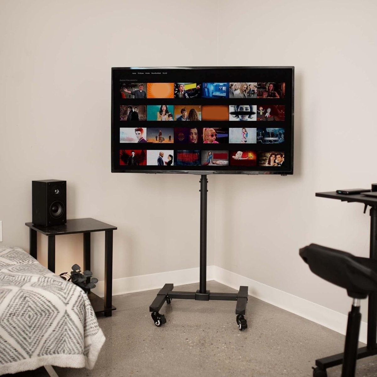 Mobile TV Stand 13–42” Tilt Mount on Wheels Adjustable Height Bracket - Kwikley