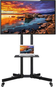 Mobile TV Stand 32–75” with Wheels, Shelf, Tilt, Height & Cable Tidy - Kwikley