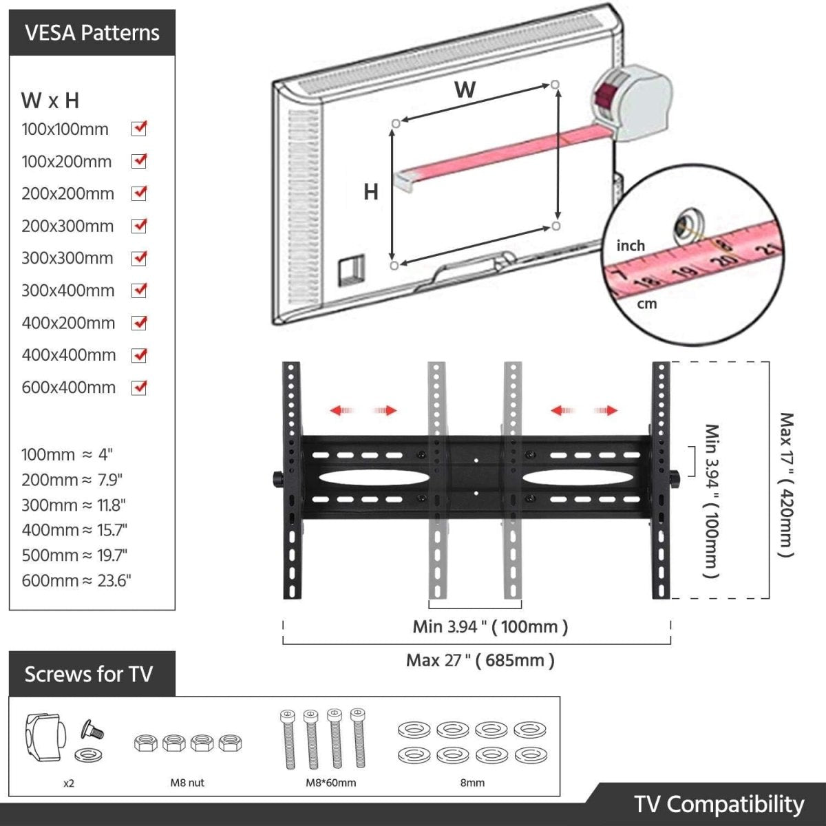 Mobile TV Stand 32–75” with Wheels, Shelf, Tilt, Height & Cable Tidy - Kwikley