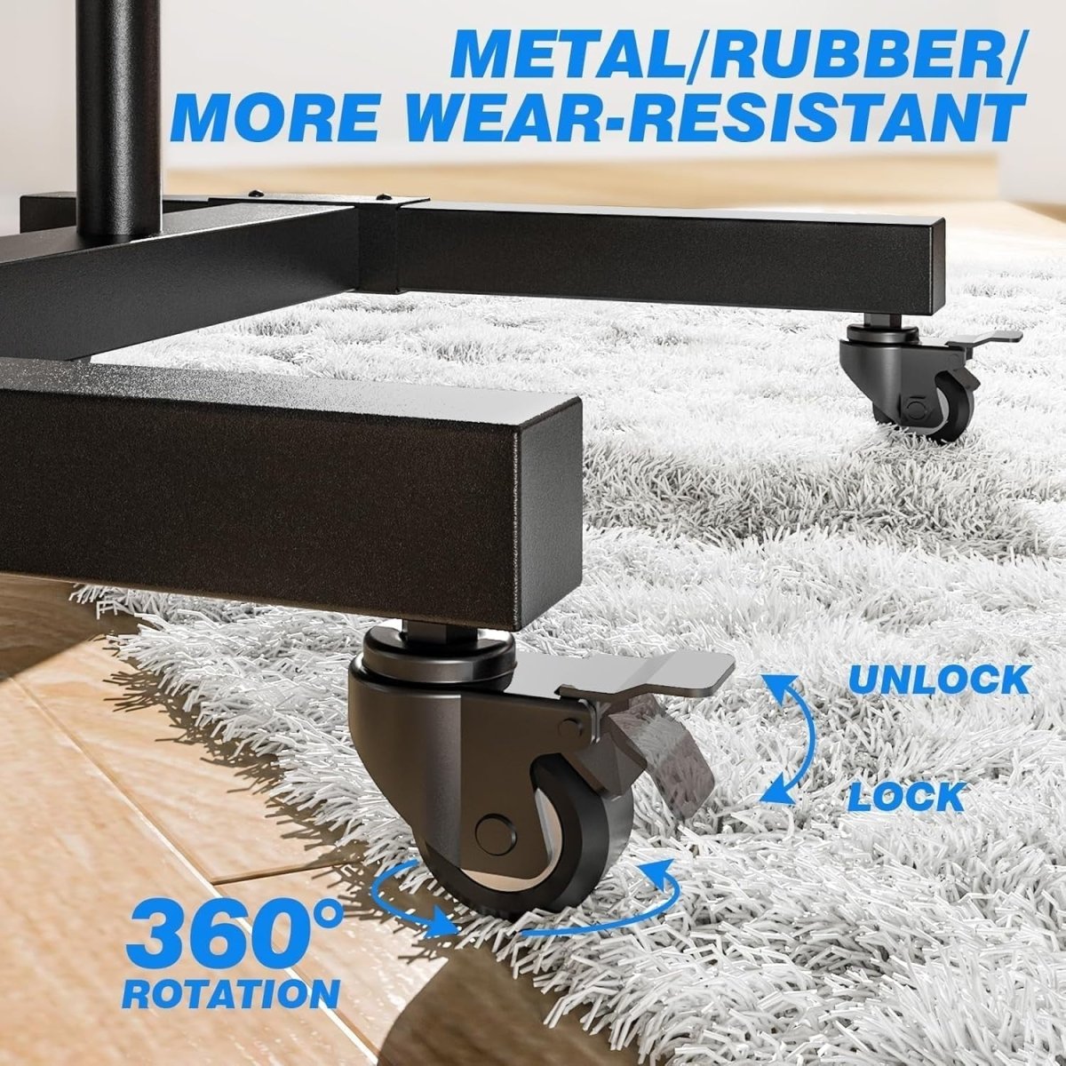 Mobile TV Stand 32–80” on Wheels Tilt Height Adjustable with Shelf Black - Kwikley